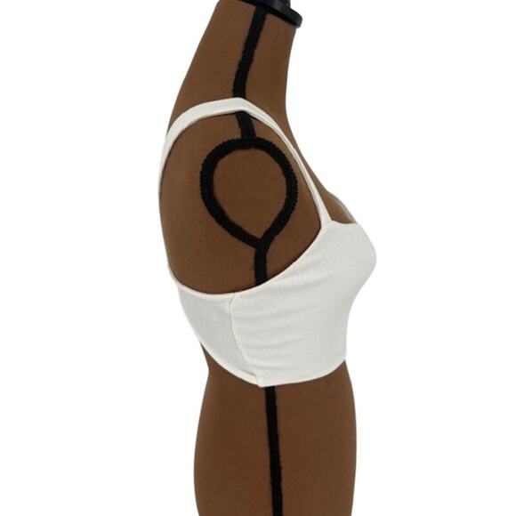 Zara White Ribbed Knit Crop Top – Size Small - Picture 2 of 5